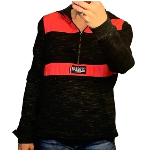 VS PINK Half Zip Hoodie Size Medium - Picture 3 of 6